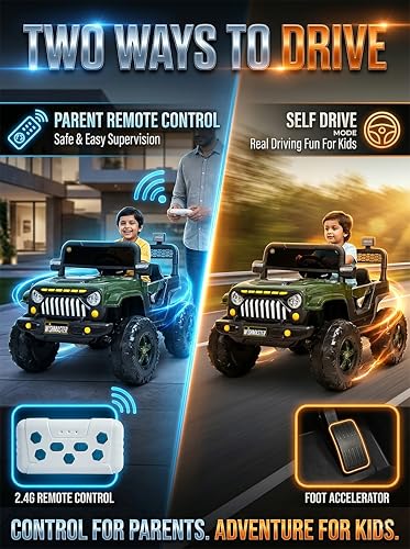 Image of Wishmaster Princess Electric Ride-On SUV - Stylish Off-Road Adventure Car for Kids with LED Lights, Music, Remote & Manual Drive | Music Player