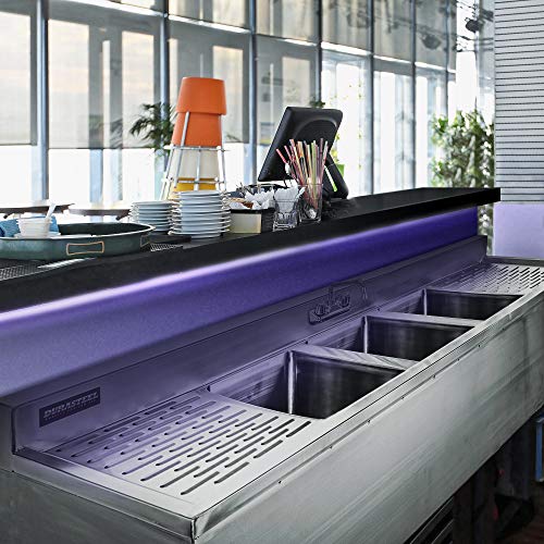 Durasteel SCSM19603DS18 3 Compartment Underbar Sink - 10 Inch L X 14 Inch W X 10 Inch D Commercial Bar Sink W/ No Lead Faucet - Restaurant Stainless Steel 3 Bay Sink Double Drainboard thumb #6