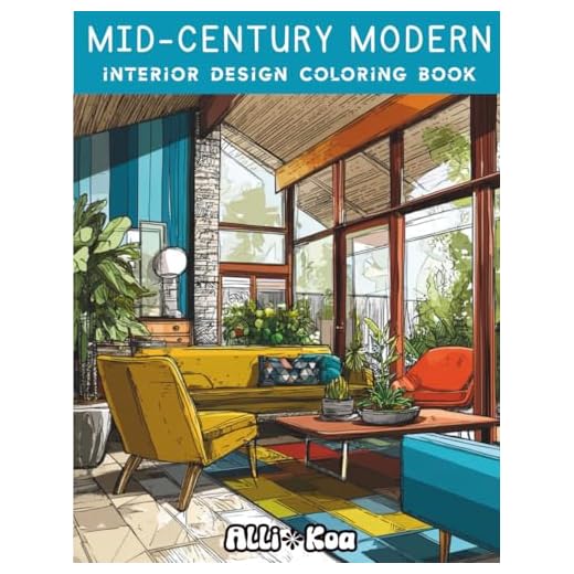 Mid-Century Modern Interior Design Coloring Book: 35 Retro Interiors to Spark Creativity, Inspire Design & Practice Color Rendering (The Interior Design Coloring Book Collection)