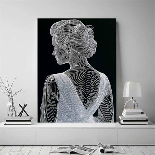 Peinture sur toile noir et blanc affiche murale minimaliste dos féminin cadre 20x30