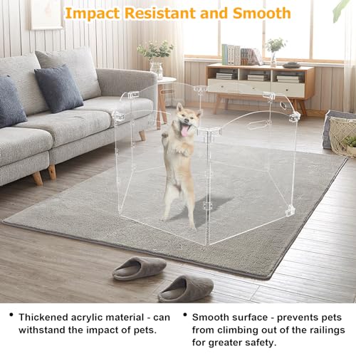Cutora Cercadinho de acrílico para cães para casa, portão dobrável para cães, interno com alças, cer