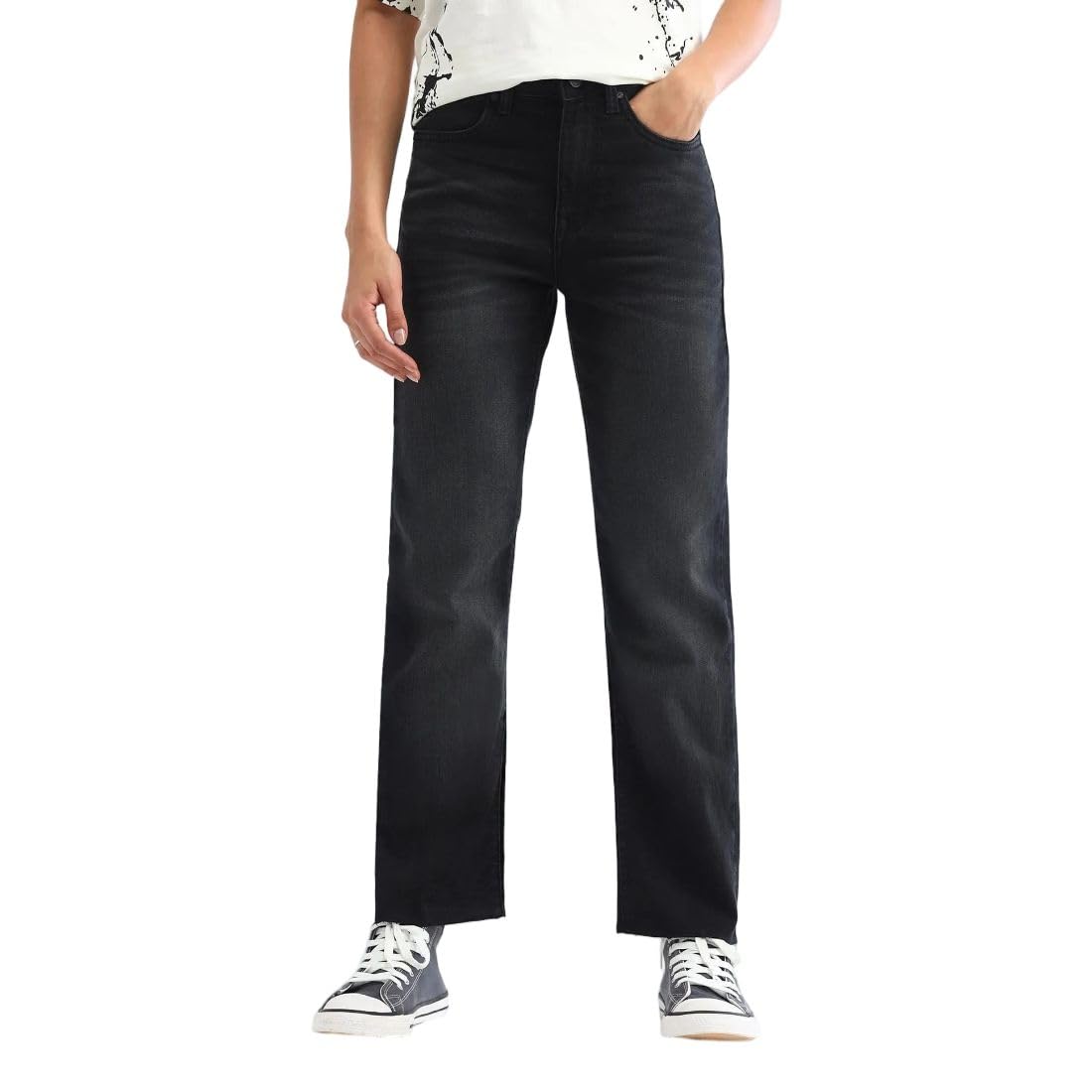 flying machine Women's Straight Fit Jeans| Solid | High Rise | Stretchable | Jeans for Woman-picture-23