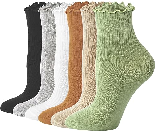 ACCFOD Womens Ruffle Socks Cute Frilly Ankle Socks Quarter Crew Socks for Women Girl