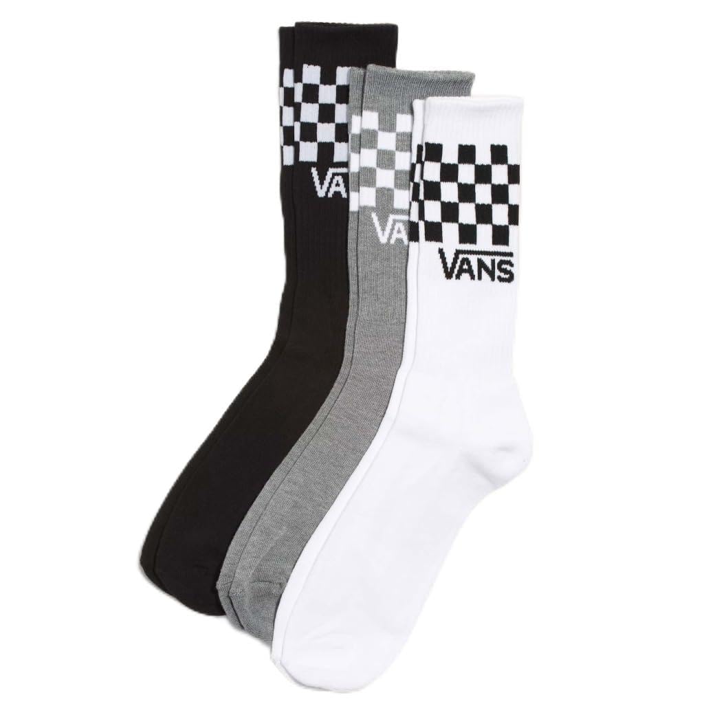 Vans Unisex Classic Half Check Socks, Black/White/Grey, Size L, Men