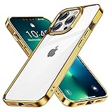 FLOVEME Crystal Clear Case Compatible with iPhone 13 Pro Case, [Non-Yellowing] Slim Thin Shockproof Protective Phone Case for iPhone 13 Pro 6.1 inch (Gold)