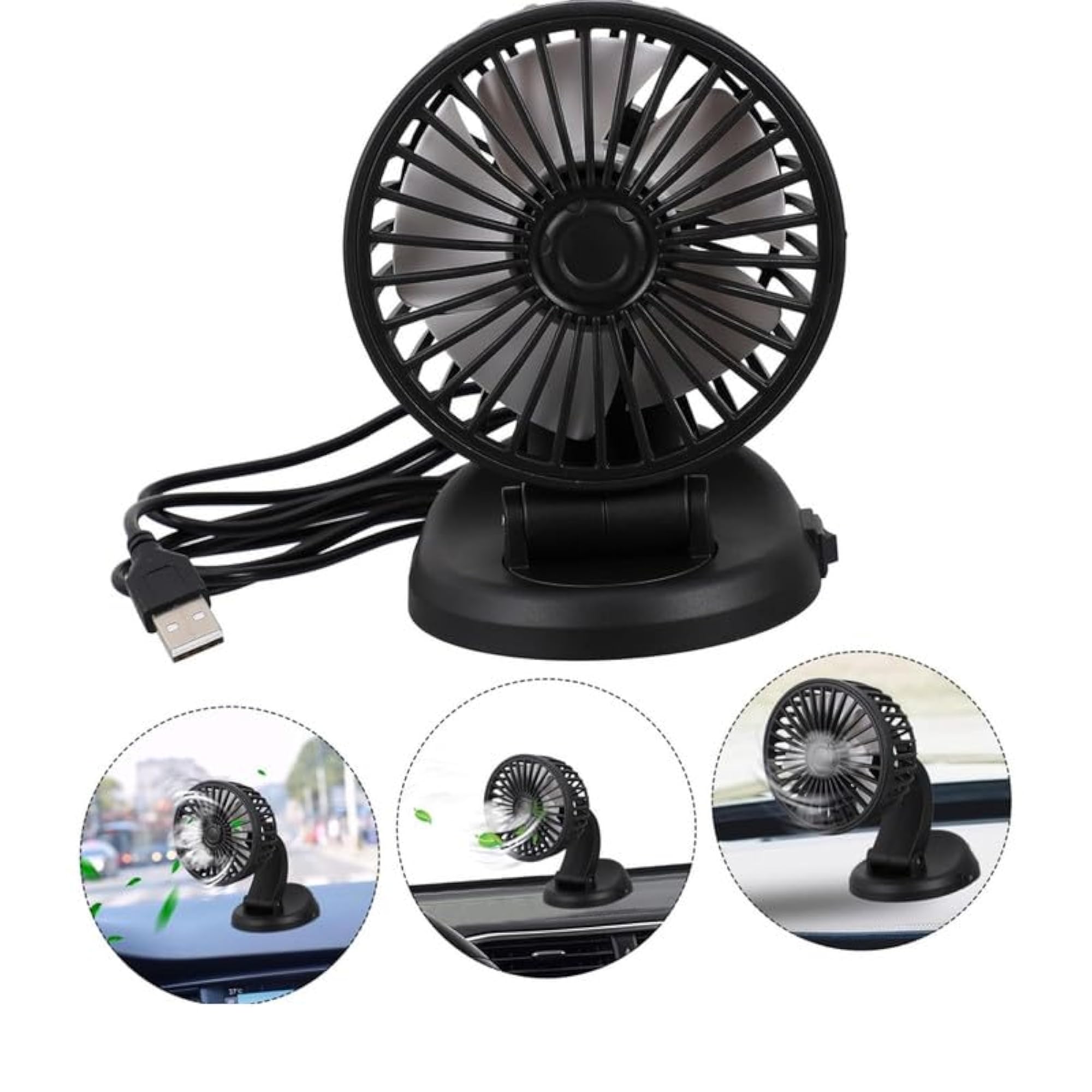 12V USB-powered Mini Car Air Cooling Cooler Head Fan