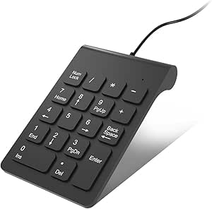 Pavé Numérique Clavier Numérique USB Claviers pour tablette PC Ergonomique 18 Touches Pavé Numérique USB Numéro Externe Numpad pour Windows Ordinateur Portable ordinateur de bureau - Noir