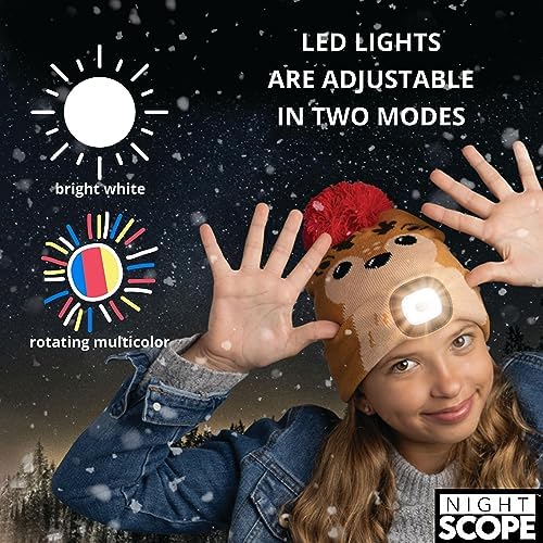 아동용 LED 충전식 크리스마스 & 할로윈 니트 비니 헤드 램프 모자 남아 및 여아용, 호박 — 사진 5
