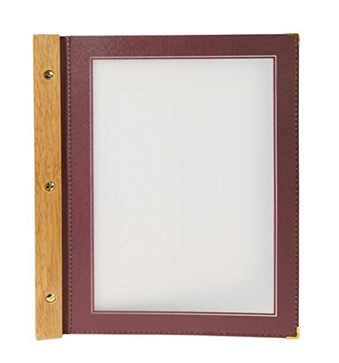 Securit A4 Wood Range Menu Card with 2 Inserts, Wine Red