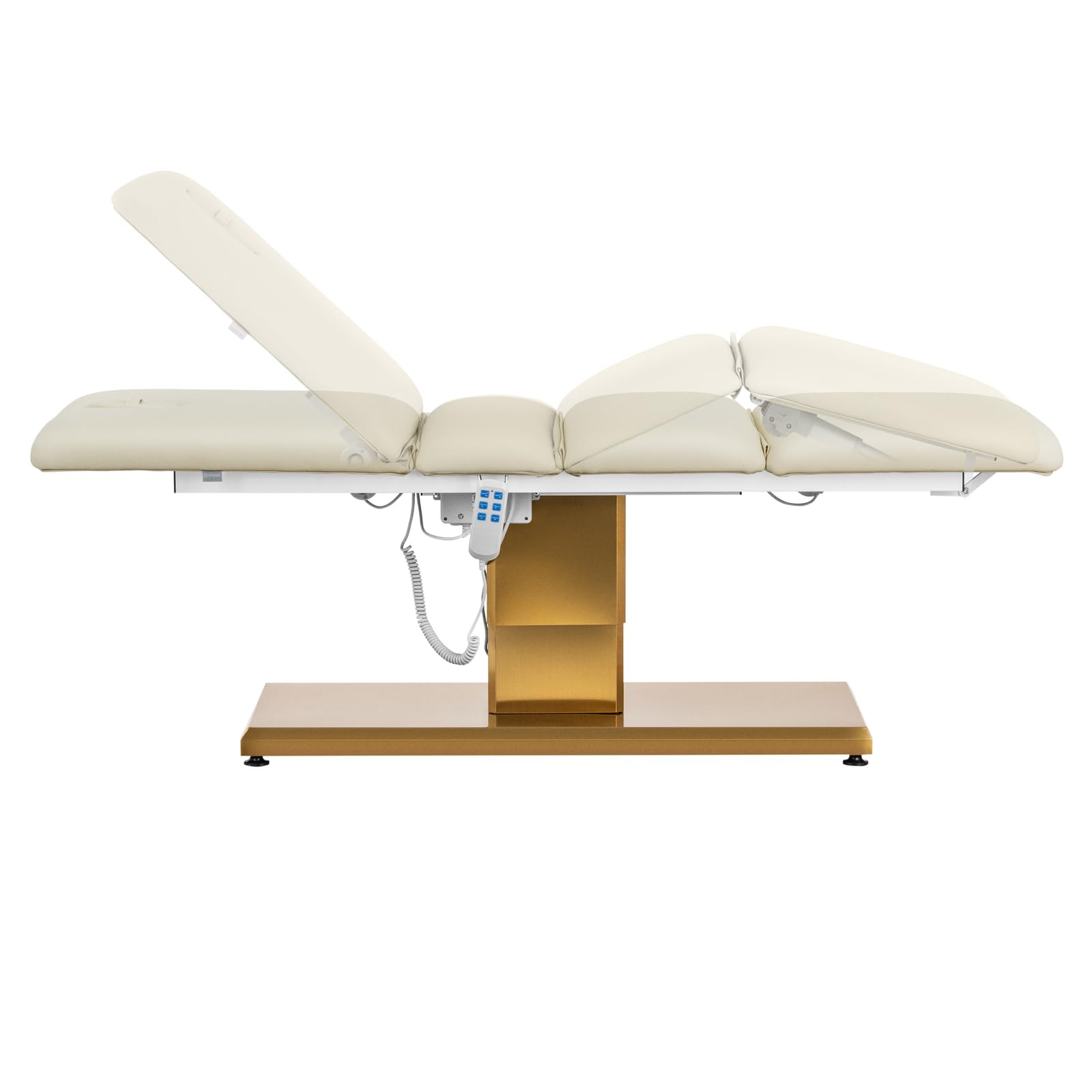 Physa Elektrische Kosmetikliege 3 motoren 300 W 190 x 65 x 60-76 cm 200 kg Creme/golden Behandlungsliege Kosmetikstuhl Therapieliege Tattooliege