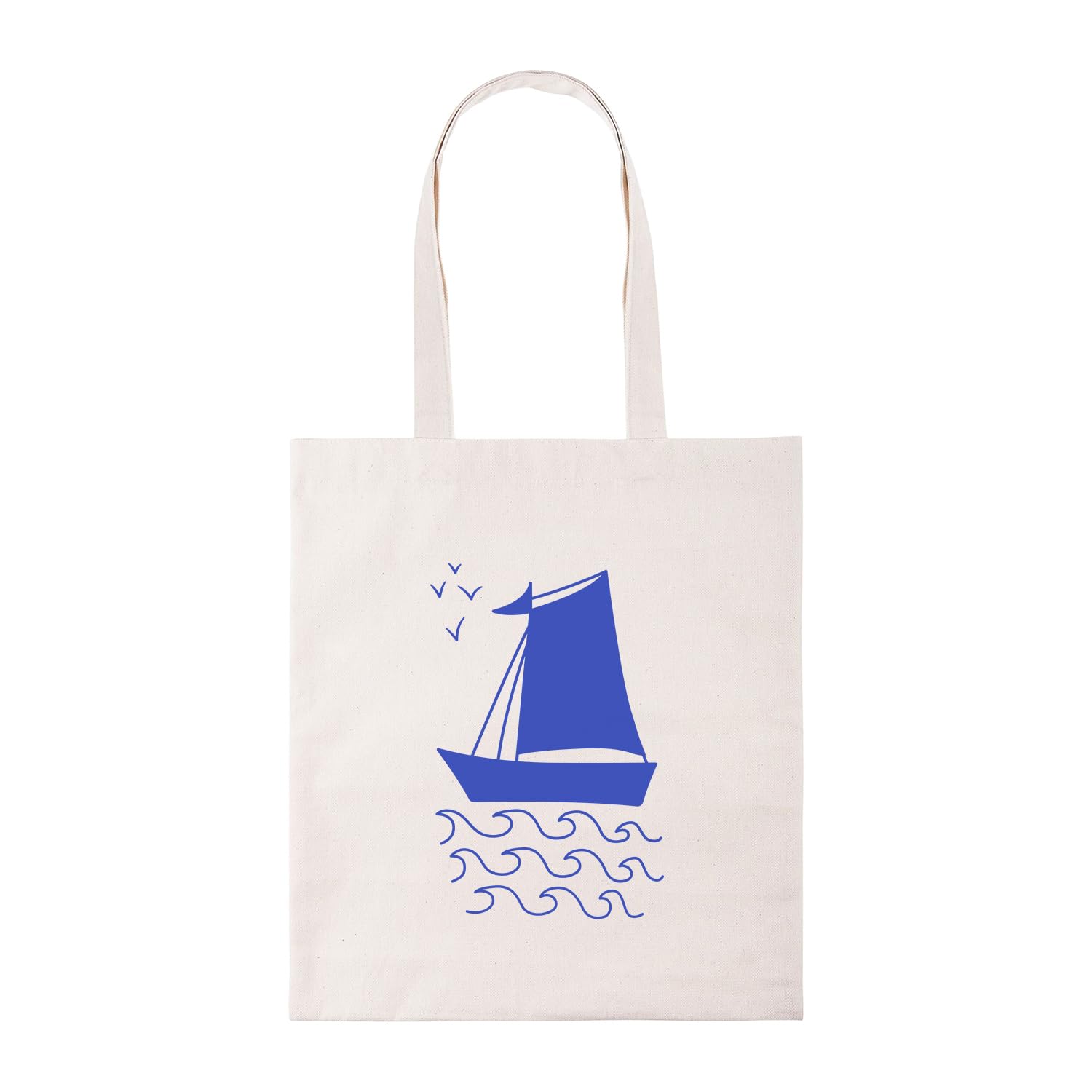 New Spirit Original Blue sailing boat, waves, ocean, tote bag, cotton shopper, shopping bag, beach bag