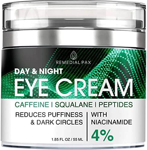 REMEDIAL Eye Cream for Dark Circles and Puffiness, Bags Under Eyes Treatment, Anti-Aging Collagen Eye Cream for Wrinkles, Day & Night Caffeine Eye Cream with Niacinamide Dimethicone, Made in USA