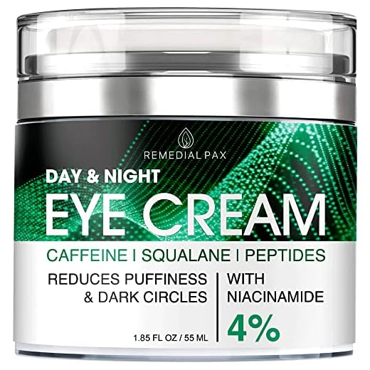Eye Cream for Dark Circles Wrinkles Puffiness and Bags Under Eyes, Anti-Aging Collagen Eye Cream, Day and Night Formula with Caffeine Niacinamide Dimethicone, Made in USA