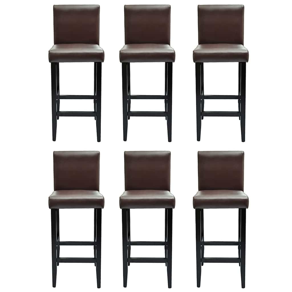 Hothingwell Tabourets de Bar Lot de 6 Marron Foncé Similicuir