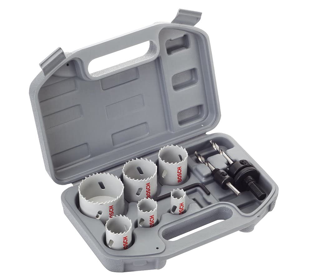 Bosch Accessories 9. pc Coffret Scies Trépans Universelles (Métaux, Bois, Plastiques, Ø 24/27/ 32/35/ 40/52 mm, Accessoires Perceuse à Percussion)