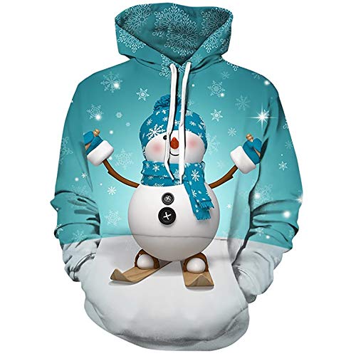 Zaima Mujeres Hombres Unisex Parejas 3D Sudaderas con Capucha con Estampado De Navidad Tops Invierno SuéTer Grueso MuñEco De Nieve Grande Sudadera con Capucha Suelta