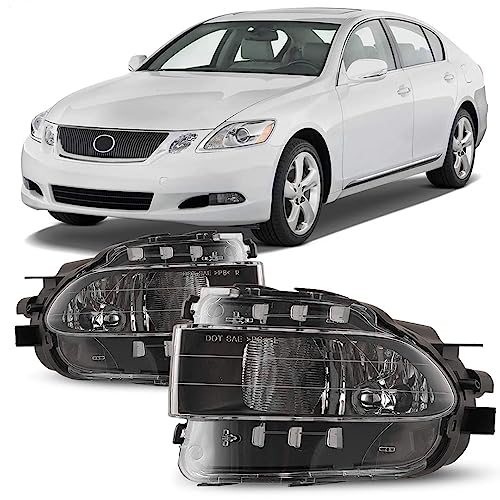 Winjet Fog Light Replacement For 2006 Lexus GS300, OE Front Fog Lamps For 2007-2011 GS350 / GS450H, Left & Right Driver Passenger Side Fog Lights For 2008-2011 GS460 with Bulbs - Clear Lens