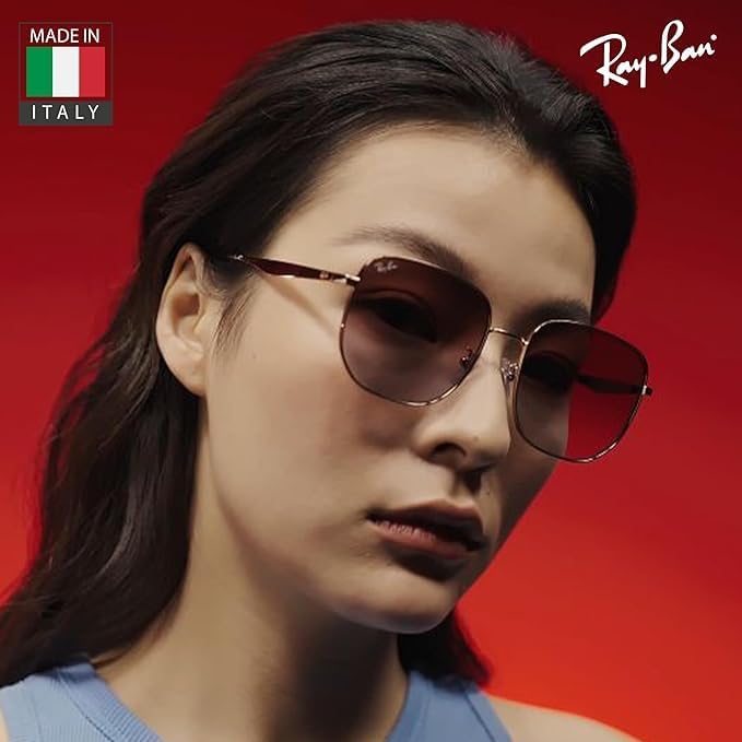 Ray-Ban RB3713D Square-Round Shaped Sunglasses for Men & Women with Official RAYBAN Eyewear Kit