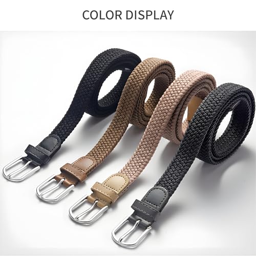 Canvas Elastic Fabric Belt Woven Stretch Multicolored Braided Belts (Dark grey, Medium)4