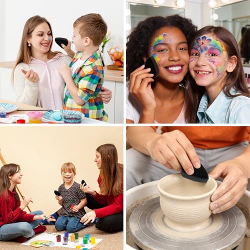 25 Pcs Face Paint Sponges, High Density Droplet Face Makeup Sponges, Black Facial Painting Sponge for Kids and Adults Art Work Body Paint Halloween Christmas Party Makeup