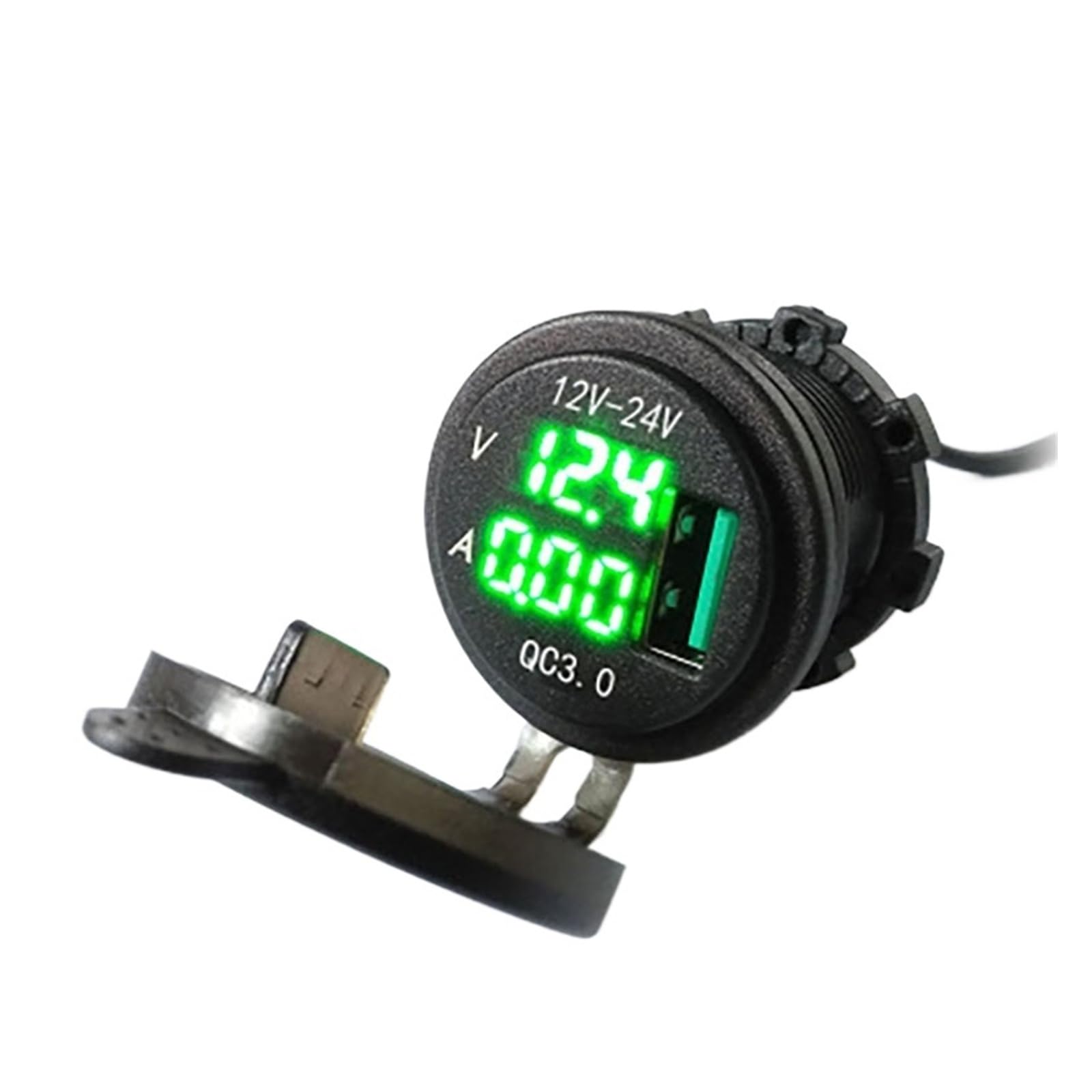 QC3.0 Szybkie ładowanie Wodoodporny miernik napięcia Woltomierz Wyświetlacz prądu Pojedyncze wyjście USB Ładowarka samochodowa zmodyfikowana do samochodu i motocykla Cheerfully (Color : Red)
