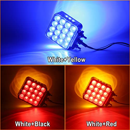 Partsam 2Pcs Dual Revolution Amber/Red/Blue Square Double Face 38 Diode Marker/Turn Signal And Auxiliary Led Pedestal Light With Chrome Housing Sealed Replacement For Kenworth/Peterbilt/Freightliner #TOP1