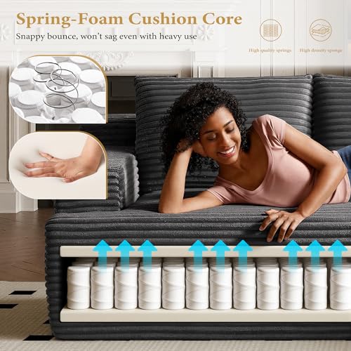 Image of 96 inch Sectional Couches for Living Room Cloud Couch Sofa with L-Shape Upholstered Boneless Couchs Modern Modular Sectional Couch with Chaise