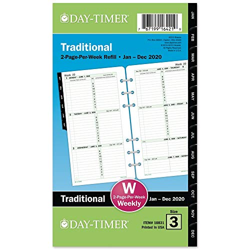 Day-Timer 2020 Weekly Planner Refill, 3-3/4