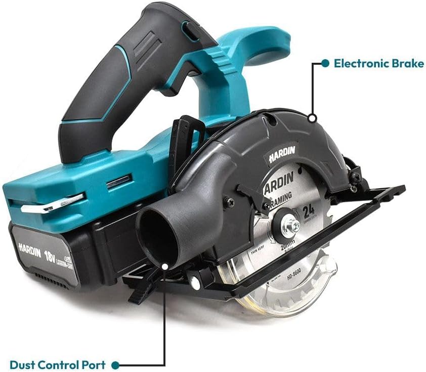 Hardin HD-8610 18V Brushless 6-1/2 Inch Cordless Circular Saw | 5,000 RPM High-Speed Cutting | 0–45° Bevel, Blade Included | Lightweight Jobsite Power – Tool Only