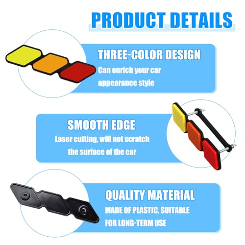 Image of Tri-Color Grille Badge, 3-Color Front Grille Badge Emblem Logo Decoration, Tri-Color Grille Badge Emblem Car Decoration Accessories Fit for Tacoma 4Runner RAV4 Highlander (Red)