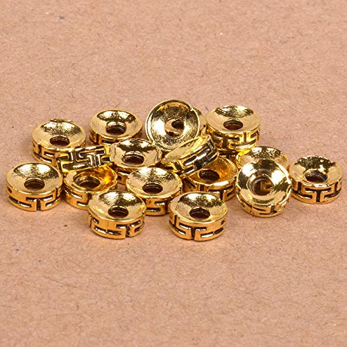 Perlin Lot De 50 Perles En Métal Tibétaines Rondes Avec Trou