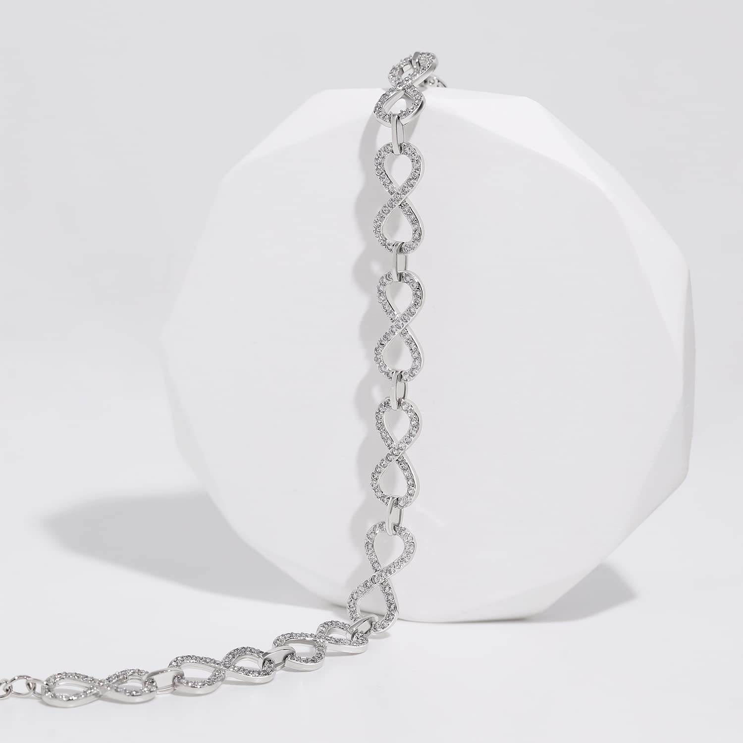 Meissa Infinity Armbänder für Frauen 925 Sterling Silber Liebesarmbänder mit Cubic Zirkonia Freundschaftsarmbänder Damenschmuck Geschenk, Gold