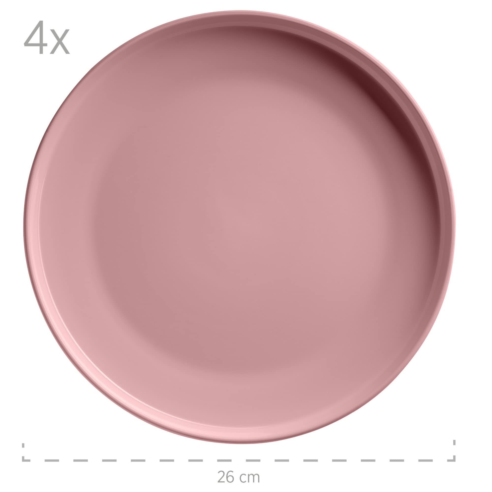 MÄSER 934005 - Set di stoviglie per 4 persone, design scandinavo, 16 pezzi, in ceramica rosa, gres