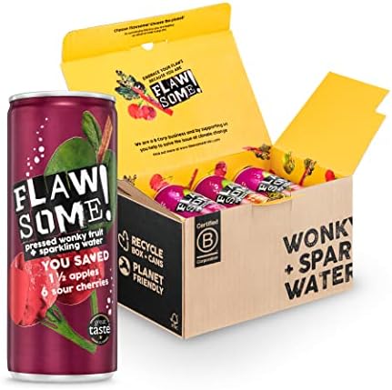 Flawsome! Drinks - Lightly Sparkling Juice  No Added Sugar 100% Pressed Fruit Juice Water - Fizzy Fruit Drink - Low Calorie Healthy Soda Alternative (Apple & Sour Cherry 24 x 250ml)