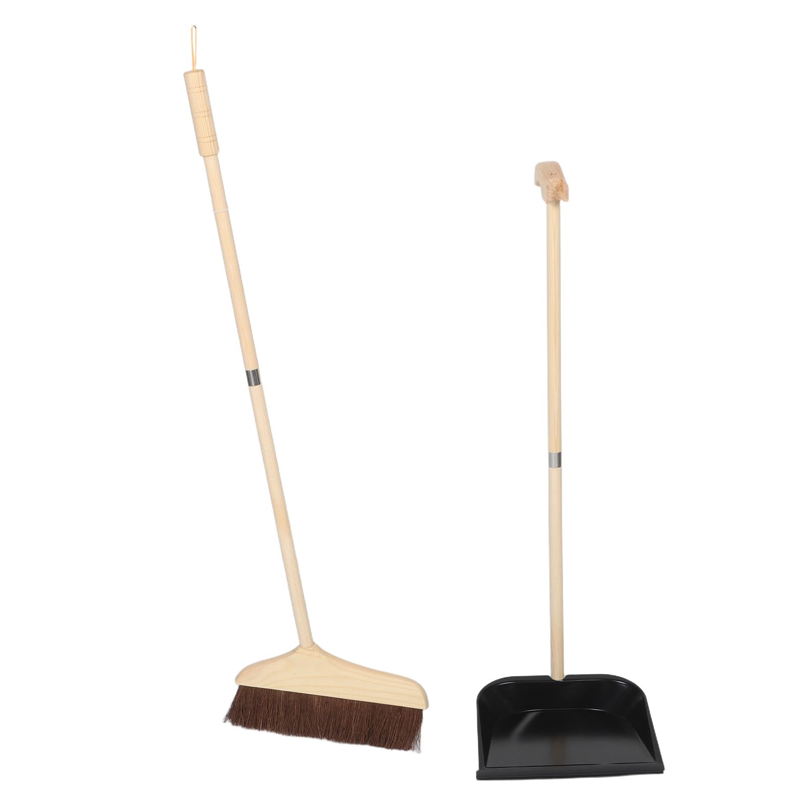 MAGICLULU Massivholz Besen mit Naturborsten und Großer Kehrschaufel Langstieliges Reinigungsset für Holzfußböden Staubaufnahme ohne Verschütten Vielseitig für Haushalt und Küche