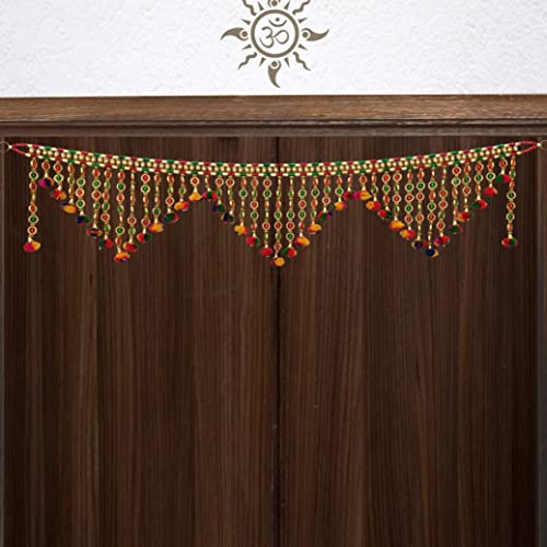 Image of CREYENTES Torans for Entrance Door Swastik Home Decor Door Toran for Home Hangings Decoration and Office Decoration (Multi Colour) 3 Ft Bandarwal toran(Jummar)
