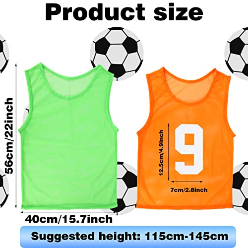 Iwolomi 24 Pcs Football Pinnies Jerseys For Children Youth Kids Team Practice Vests Nylon Mesh Scrimmage Vests With Numbers Training Sports Jerseys For Basketball Soccer Football Sports #TOP1