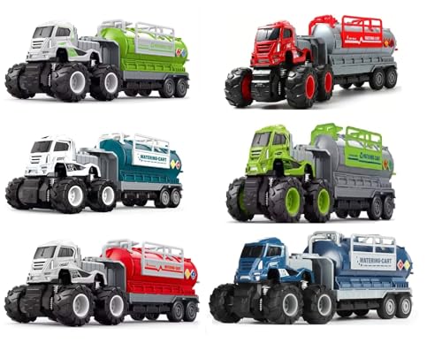 Image of Friction Powered Watering Cart Trailer Toys Metal Die-Cast Car Sanitation Transport Truck Toy for Kids Boys Girls 4WD Water Tanker Pull Back Vehicle (Multicolor, Pack of 1)