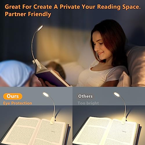 Rechargeable Book Light For Reading In Bed, Led Reading Lights For Books In Bed, Eye Care Reading Light With 3 Color, Book Reading Light Clip On, Up To 60 Hours Lighting Lightweight Booklight 1White #TOP2