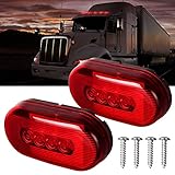 nifeida 2Pcs 4x2 Oval Red LED Side Marker Light 10 Diodes Surface Mount Waterproof Clearance Lights