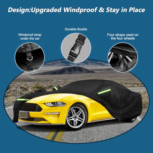 Image of Car Cover for Ford Mustang 1994-2025 GT /Shelby /Cobra /Bullitt /ECOBOOST | with Soft Cotton Lining Outdoor Mustang Car Covers Windproof Heavy Duty Protection