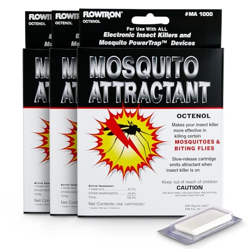 Flowtron MA-1000 Octenol Mosquito Attractant Cartridge Compatible with BK-15 BK-40 BK-80 MC-9000 FC-8800-3 Pack