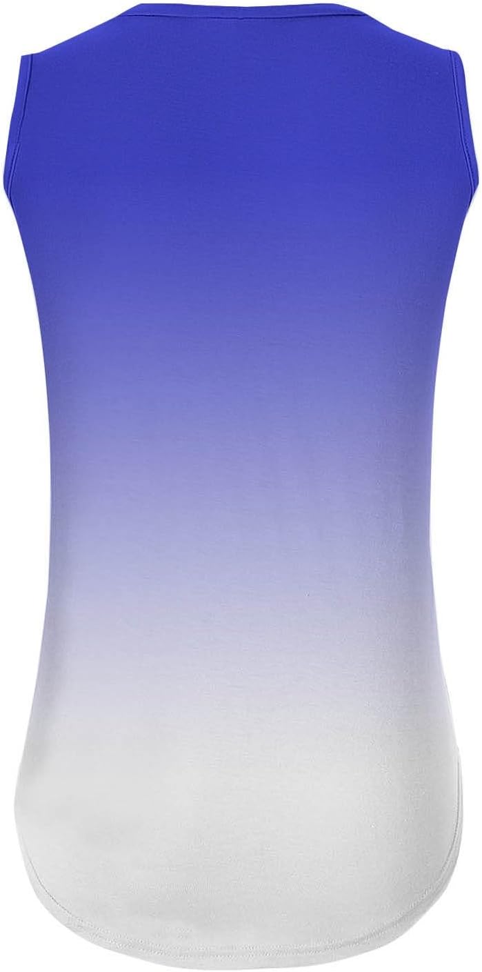 V Neck Tank Tops for Women Summer Sleeveless Casual Loose Fit Cami Shirts Gradient Color Flowy Basic Tees Outfits
