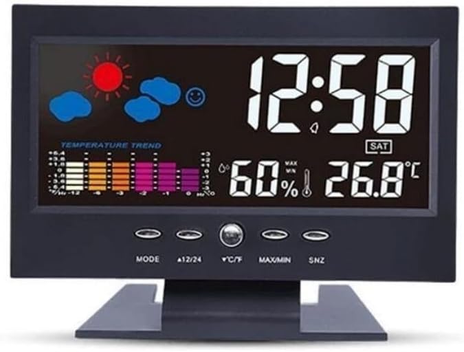 Weather Voice Control Alarm Clock Home Color Screen Weather Forecast Temperature Humidity