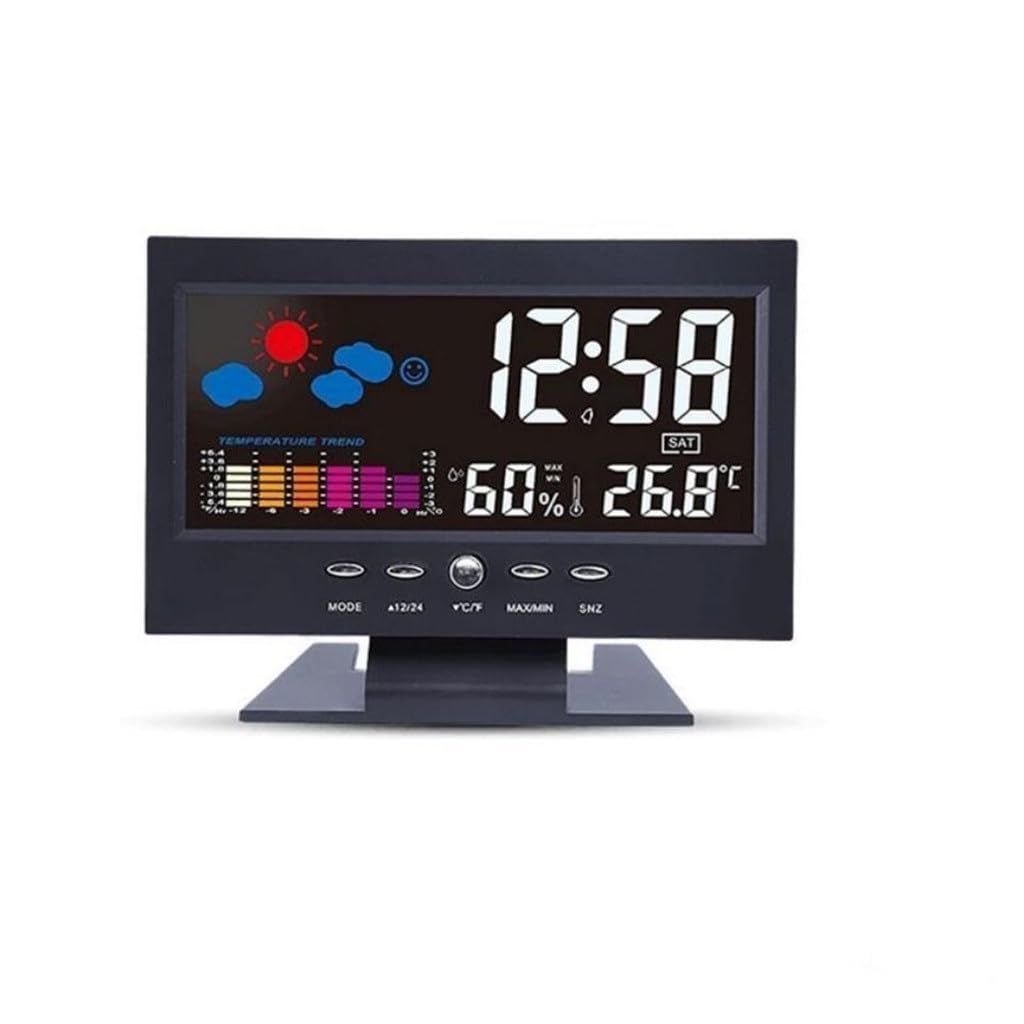Weather Voice Control Alarm Clock Home Color Screen Forecast Temperature Humidity