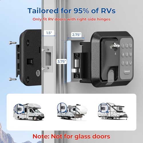 ONNAIS Full Metal RV Keyless Entry Door Lock with Password & Remote, Trailer & Camper Door Lock Replacement, Versatile Latch for RVs