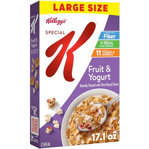 Kellogg's Special K Fruit and Yogurt Breakfast Cereal, Good Source of Fiber, Large Size, 17.1 oz