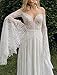 Wedding Dresses for Bride Women's Boho with Long Sleeves Plus Size Lace Beach Bridal Gowns Bohemian Wedding Gowns Ivory US12