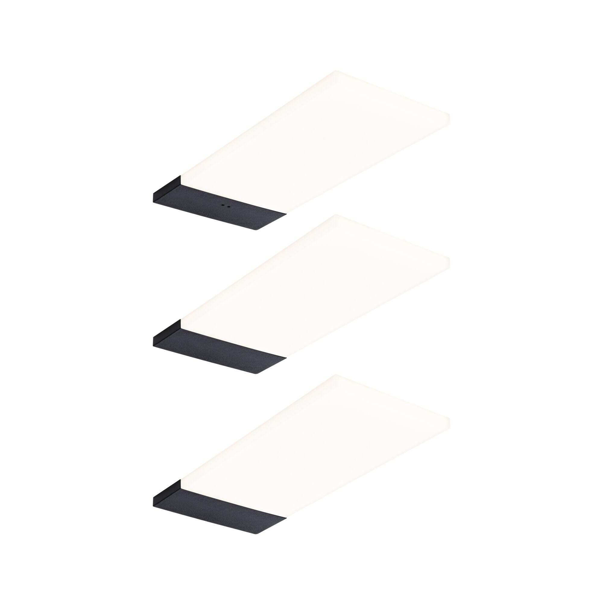 Paulmann 92123 LED sous-meubles Bredo avec capteur de proximité kit de 3 3000 K 2,5W 80x190 mm 180lm Noir luminaire en saillie pour meuble