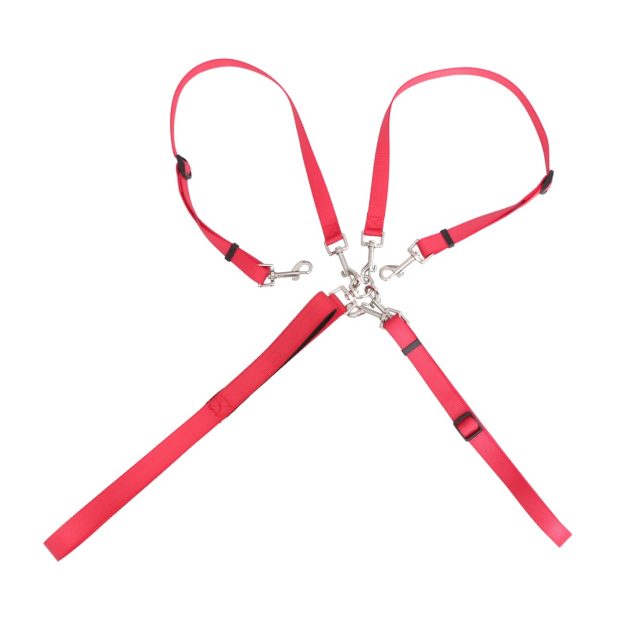 COLLBATH Adjustable Coupler Leash for Pet Training Red Lead for Multiple Dogs Quick Release Comfortable Grip for Obedience Training and Walks